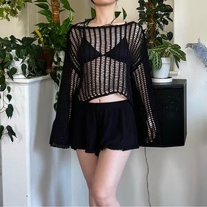 🖤Black Oversized Sheer Knit Top🖤